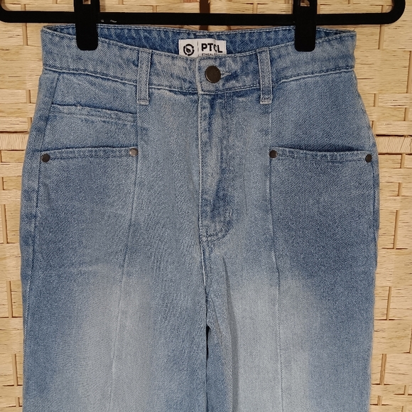 PTCL Elegant Light Blue Women's Wide Leg Jeans High Rise Flared 27 26 Small - Picture 2 of 8